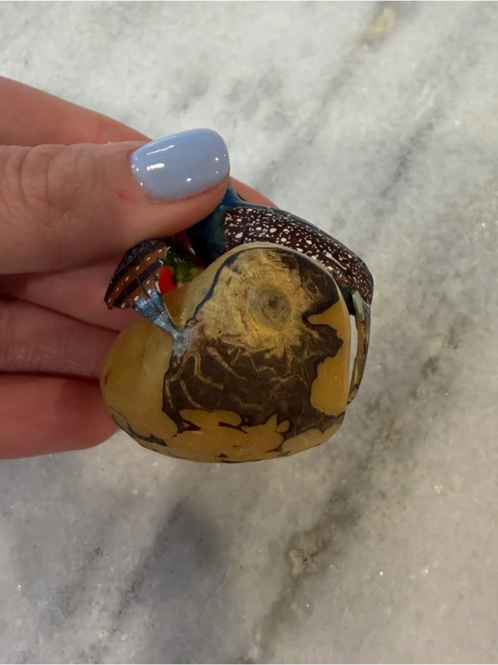 Handmade Hand Carved Hummingbirds & Flower Tagua Nut Carving‎ 2”